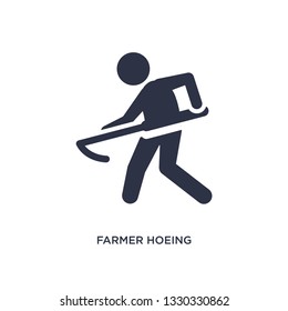 farmer hoeing icon. Simple element illustration from farming concept. farmer hoeing editable symbol design on white background. Can be use for web and mobile.