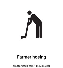 Farmer hoeing icon vector isolated on white background, logo concept of Farmer hoeing sign on transparent background, filled black symbol