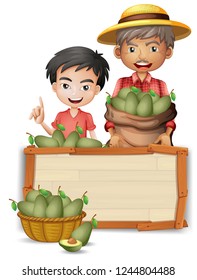 Farmer holding avocado on banner illustration