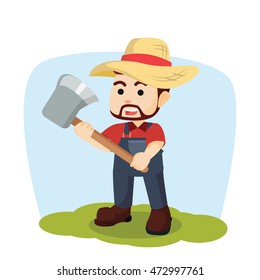 farmer holding axe illustration design