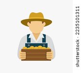 Farmer Holding Box Vector Avatar Icon