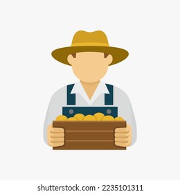 Farmer Holding Box Vector Avatar Symbol