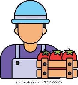 Farmer Holding Crate with Tomato Concept, autumn crop of vegetables with eco box vector color icon design, Farm and Gardening symbol, villagers life Sign, countryside and Livestock stock illustration
