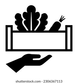 Farmer holding crate with vegetables, isolated icon