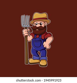 granjero sosteniendo un tenedor prepárense para hacer su trabajo