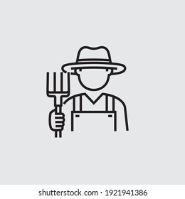 Farmer Holding Pitchfork Avatar Vector Line Icon