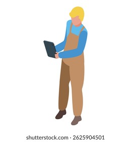 Farmer holding tablet, managing agricultural operations with technology for increased efficiency and productivity