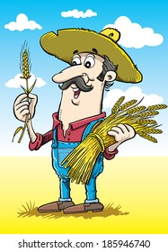farmer holding wheat in hand