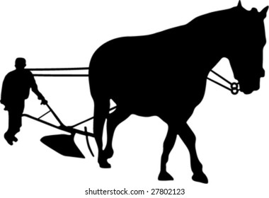 farmer and horse-drawn plough