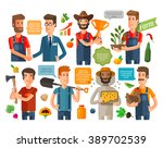 farmer, horticulturist or farming icons set. vector illustration