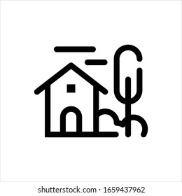 Icono de la Casa de los Agricultores. Gráfico vectorial plano en fondo blanco.
