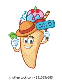 farmer ice cream cone mascot character design