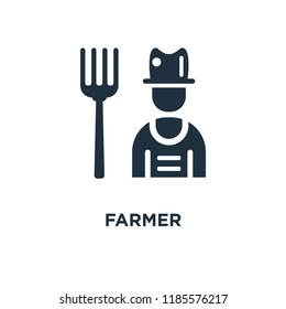 Farmer icon. Black filled vector illustration. Farmer symbol on white background. Can be used in web and mobile.