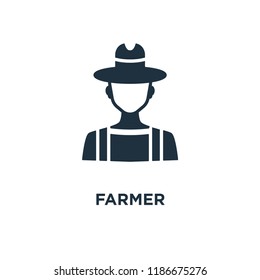 Farmer icon. Black filled vector illustration. Farmer symbol on white background. Can be used in web and mobile.