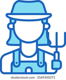 Farmer Icon Blue Vector Illustration