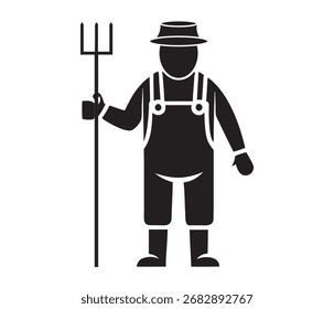 Icono de agricultor. Carácter del granjero con el fondo blanco.