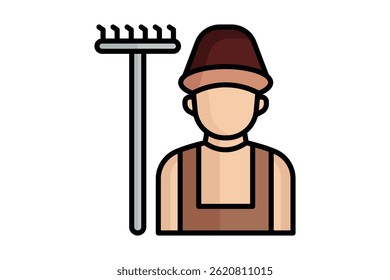 Farmer icon. colored outline icon style. icon related to human. agriculture elements vector illustration