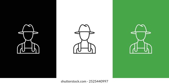 Farmer icon design vector on white background. Farmer editable stroke outline icon isolated on white background flat vector illustration.
