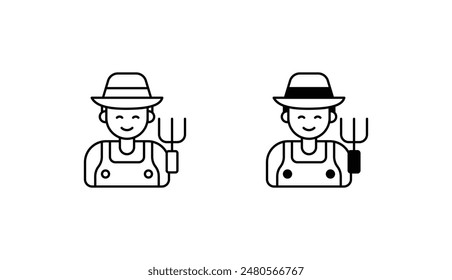 Farmer Icon Design mit weißem Hintergrund Stock Illustration