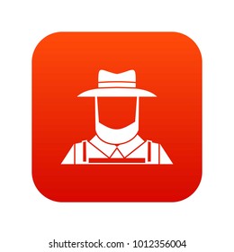Farmer icon digital red for any design isolated on white vector illustration
