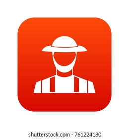 Farmer icon digital red for any design isolated on white vector illustration