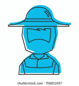 Farmer icon in doodle style vector illustration for design and web isolated on white background. Farmer vector object for labels and advertising