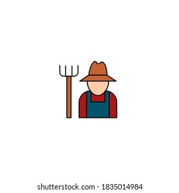 Farmer icon. Farm and agriculture icon. Simple, flat, outline, color.