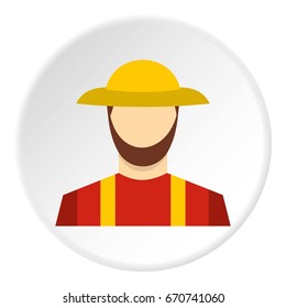 Farmer icon in flat circle isolated vector illustration for web