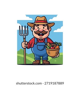 Diseño de Vector plano de icono de agricultor.