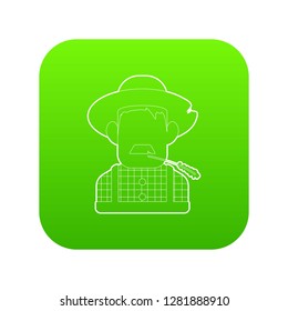 Farmer icon green vector isolated on white background