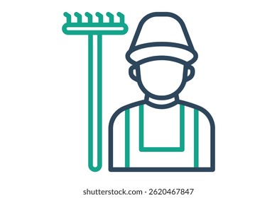 Farmer icon. line icon style. icon related to human. agriculture elements vector illustration