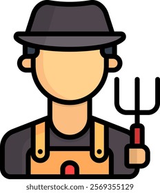 Farmer Icon Lineal Color Vector Illustration