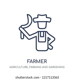 farmer icon. farmer linear symbol design from Agriculture, Farming and Gardening collection. Simple outline element vector illustration on white background.