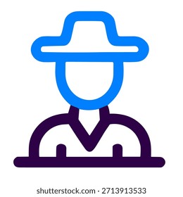 Icono de agricultor. Una Ilustración vectorial lineal del icono del agricultor aislado en el fondo blanco.