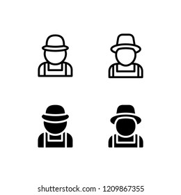 Farmer Icon Logo Vector Symbol. Gardener Icon