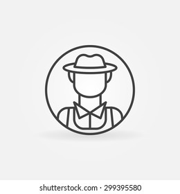 Icono o logotipo del agricultor - avatar del hombre de línea delgada vectorial o símbolo