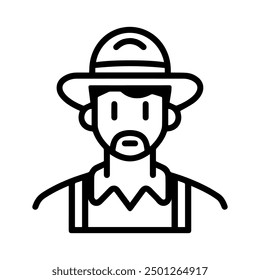 Farmer icon or modern line symbol. Vector line art and icon design with bold outline. Black and white Pixel Perfect minimalistic symbol isolated white background. Silhouette simple thin sign