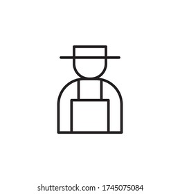 farmer icon outline design vector. isolated on white background