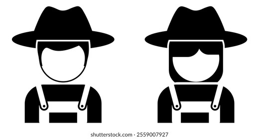 farmer icon profile in two gender for job profession vector