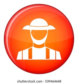 Farmer icon in red circle isolated on white background vector illustration