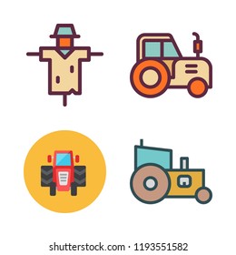 farmer icon set. vector set about scarecrow and tractor icons set.