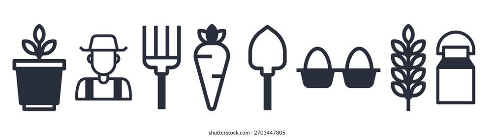 Conjunto de iconos de agricultor Ilustración vectorial