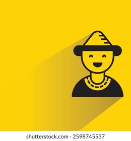 farmer icon with shadow yellow background