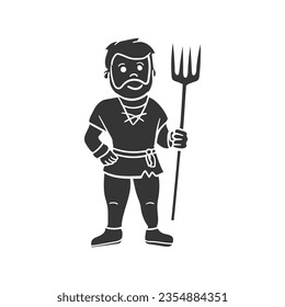 Farmer Icon Silhouette Illustration. Agriculture Farm Vector Graphic Pictogram Symbol Clip Art. Doodle Sketch Black Sign.