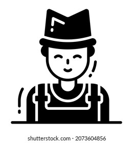 farmer icon, single avatar vector illustration