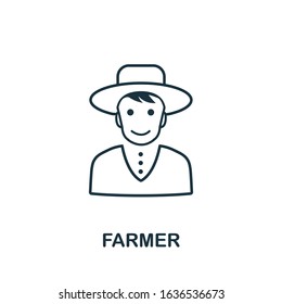 Farmer icon. Thin line style element from farm icons collection. Outline Farmer icon for computer and mobile.