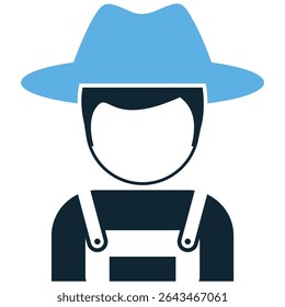Vetor de ícone de agricultor representando um trabalhador agrícola dedicado. Ideal para temas de agricultura, vida rural, produção de alimentos, trabalho honesto, comunidade e práticas sustentáveis.