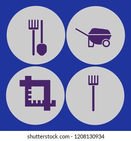 farmer icon. farmer vector icons set crop, spade pitchfork, wheelbarrow and pitchfork