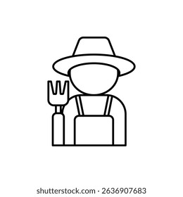 farmer icon, vector line isolated on white background. trendy and modern design