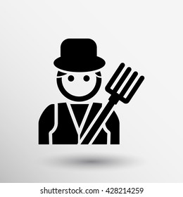 Farmer icon vector shovel profession sign agriculture.